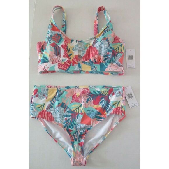 Hurley HRXP22038 Women's Sz 2XL Tropical Design 2-Piece High Waisted Bikini Set - Picture 1 of 7
